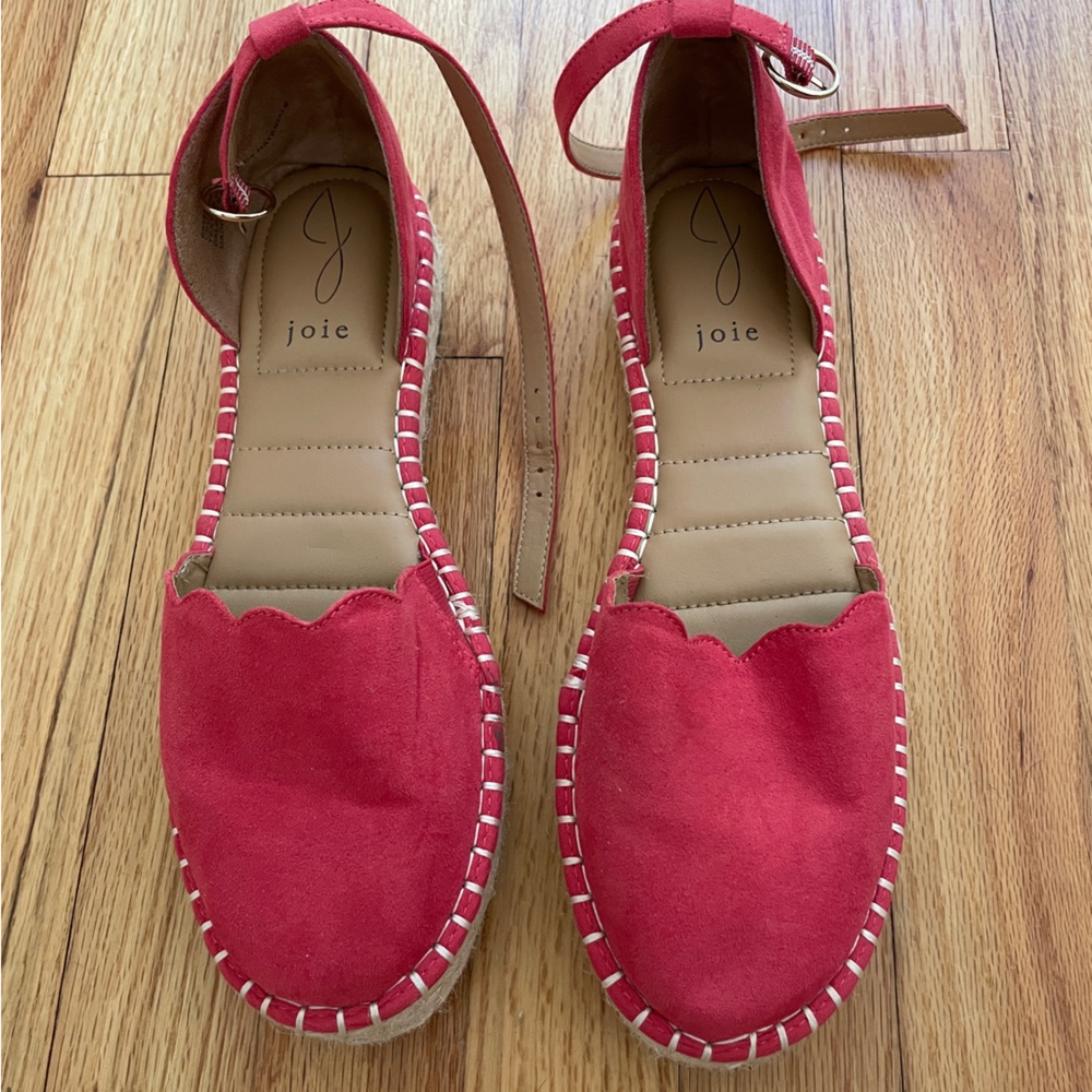Joie Red Espadrille Shoes with Suede Finish Sz 8